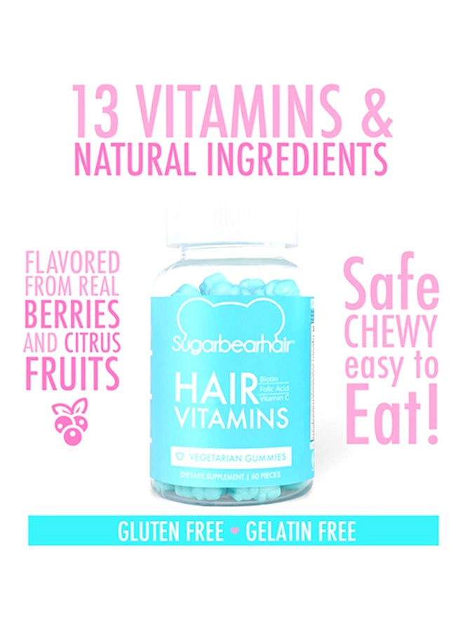 SugarBear Hair Vitamins Fruit Pectin Gummies 60 Gummies - Image 2